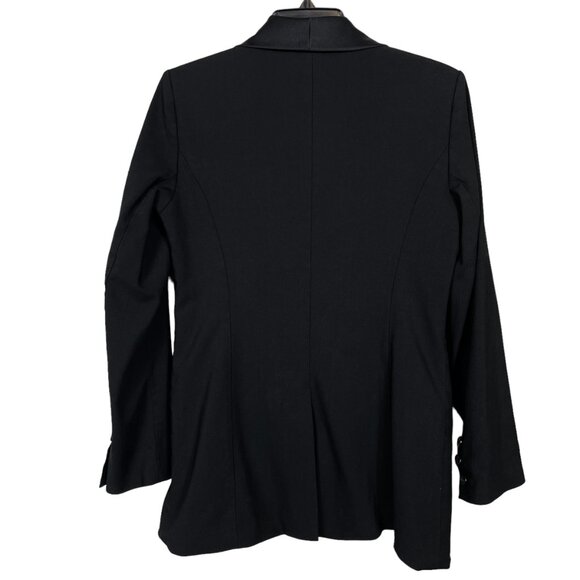 Irene Van RYB Blazer Womens 40 US 8 Black Satin Collar Wool Blend Three Button - Picture 2 of 11